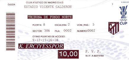 Atletico madrid ticket uefa cup 2008