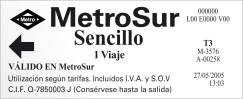 Madrid metroSur ticket