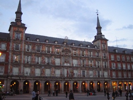 Plaza Mayor decorated facade of the present day 